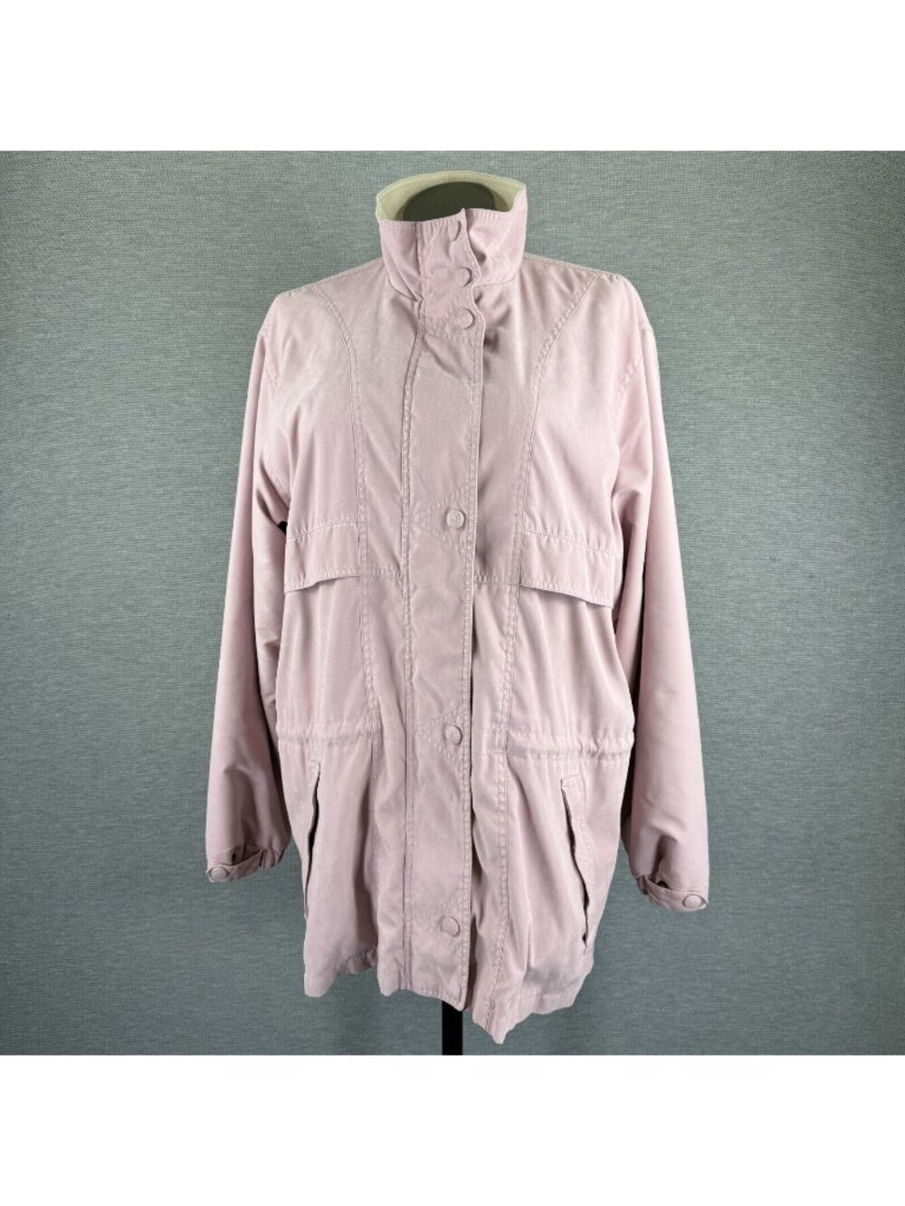 Cabelas Windbreaker Jacket Womens Sz XL Lavender Vented Back High Neck Snap Zip